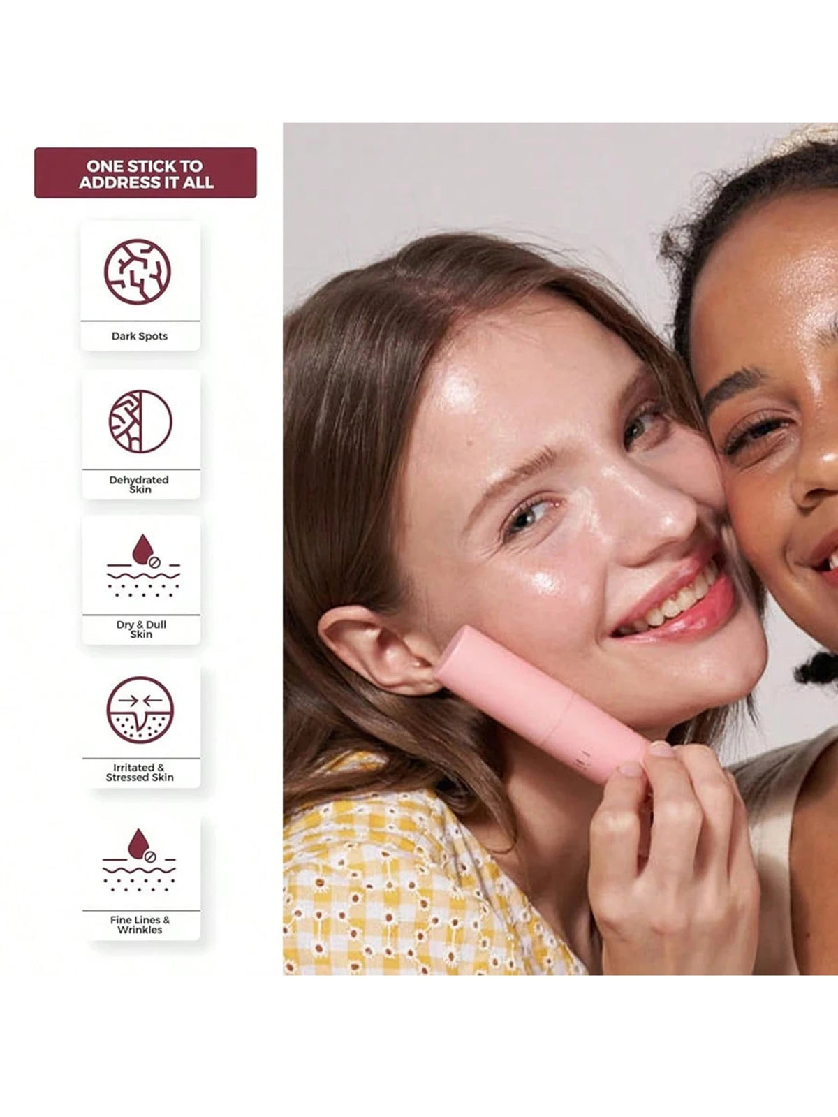 Wrinkle Bounce Multi Balm Stick Hydrating Anti‑Aging Balm Stick All‑in‑One for Face Eye Neck Lip Smooth Fine Lines Brighten Dull Skin Portable Daily Moisturizing Essence Makeup Base Gift for Women