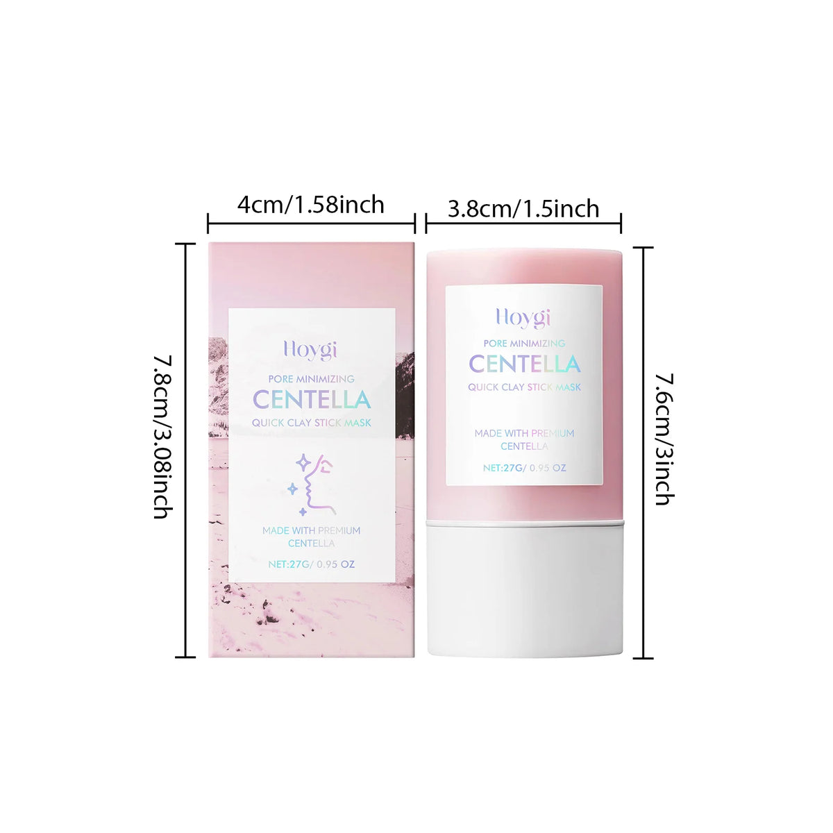Centella Asiatica Kaolin Clay Mask Stick Quick Deep Pore Cleansing Oil Control Soothing Solid Face Mask Cica Skincare For Sensitive Skin Blackhead Remover Stick K-Beauty Mess-Free Clay Stick For Glowing Glass Skin Travel Size