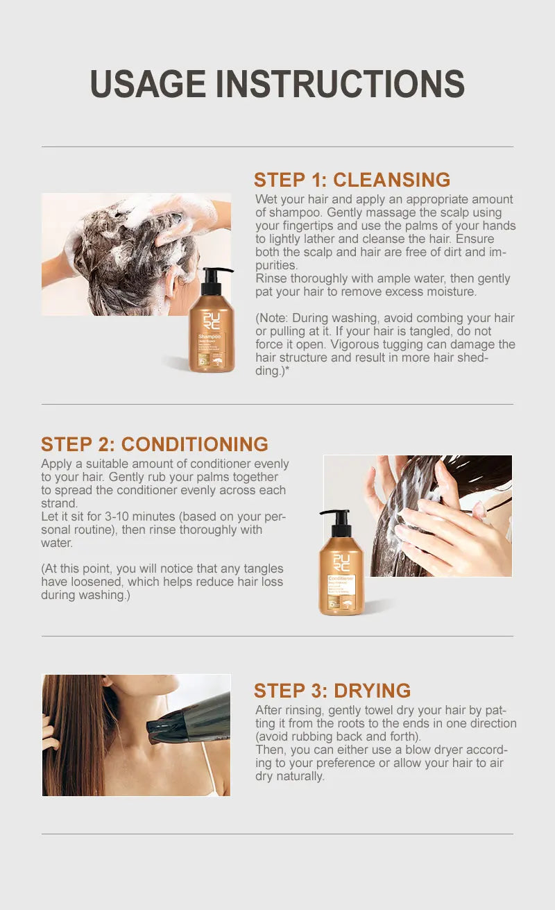 PURC Morocco Argan Oil Shampoo Conditioner Set Smoothing Nourishing Repair Damaged Frizz Hair Scalp Treatment Hair Care
