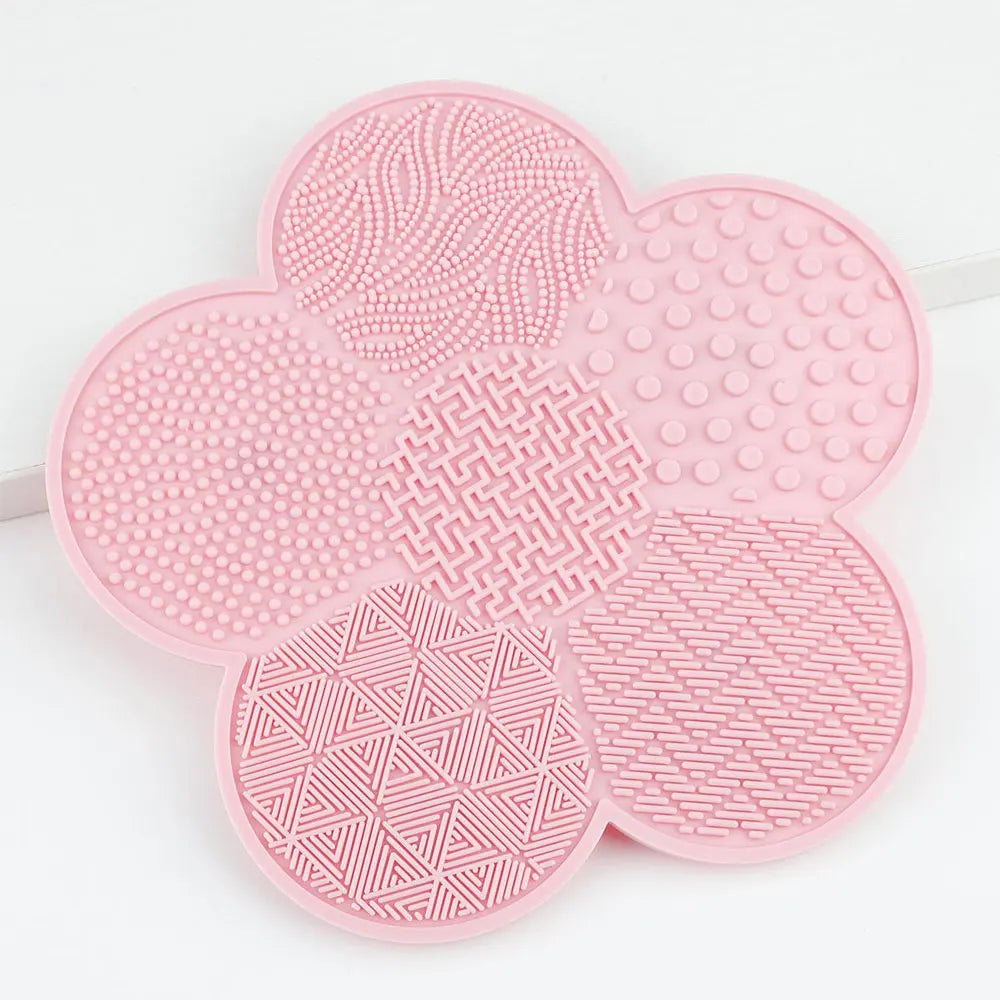 1Pcs Silicone Makeup Brush Cleaning Mat, Flower Shape Makeup Brush Cleaner Pad, Portable Makeup Brush Cleaner With Suction Cup