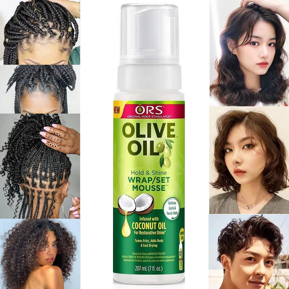 207ml/100ml  Curly Hair Mousse For Wigs Strong Hold Olive Oil Hair Styling Mousse Anti-Frizz Hair Foam Mousse For Styling Hair