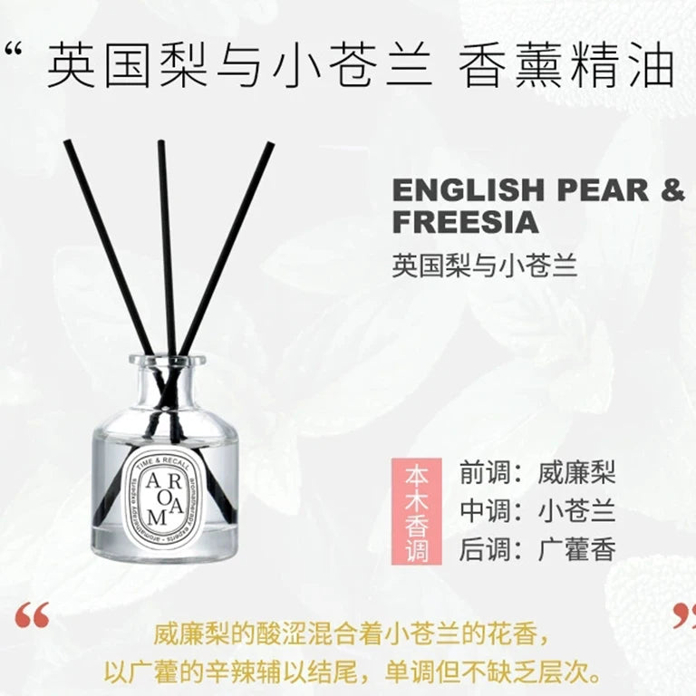 Hot Sale 1Pc English Pear & Freesia Fragrance Oil Set with Fiber Sticks, Hotel Home Reed Diffuser Oil, Indoor Air Freshener