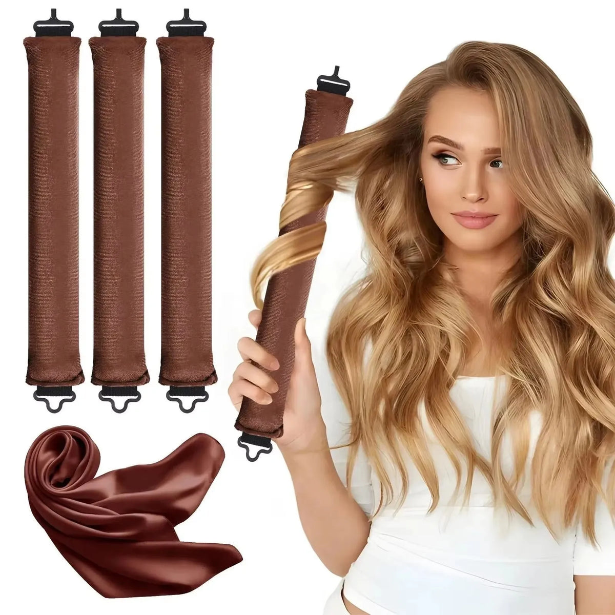 Heatless Hair Curler 27cm Sleep-friendly Heatless Curling Wand 3.5 Diameter Large Wave Curling Wand