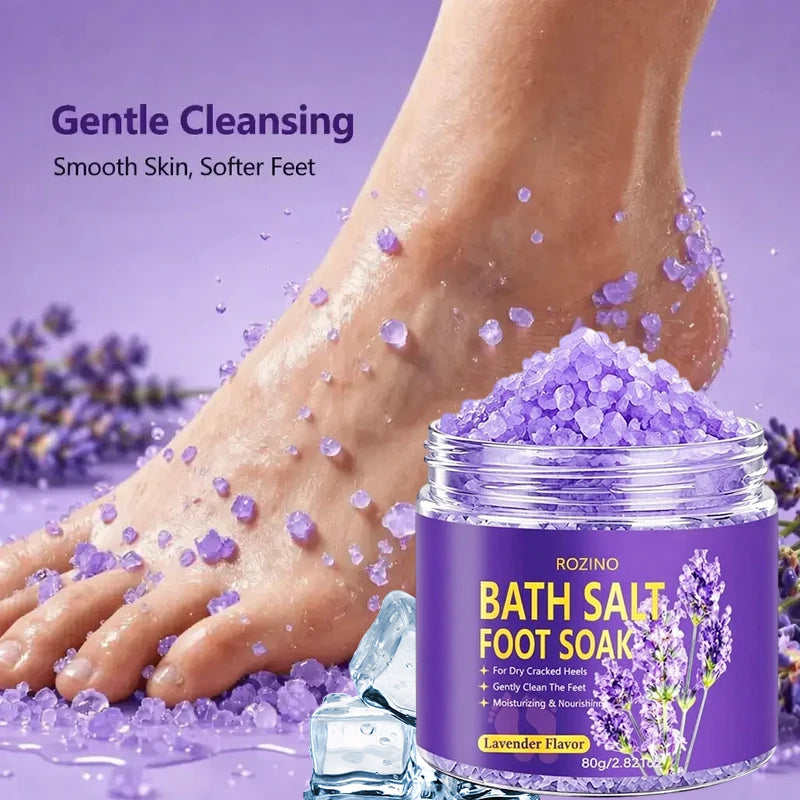 Lavender Foot Bath Salt - Deeply Cleanses with Sea Salt, Moisturizes Heels - 20-Minute Soak, Relieves Dry Feet, Post-Workout and Pre-Sleep Care - Foot Bath, Foot Care