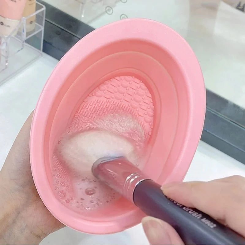 Silicone Makeup Brush Cleaner Bowl Foldable Clean Mat Cosmetic Foundation Eyeshadow Powder Brushes Cleaner Tools Makeup Supplies