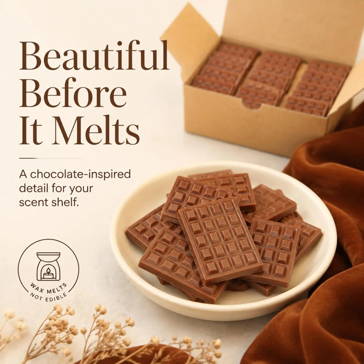 Strong Scent Wax Melts Chocolate Shape, Long Lasting Scented Wax Cubes for Home Fragrance, Bedroom Living Room Decor Gift