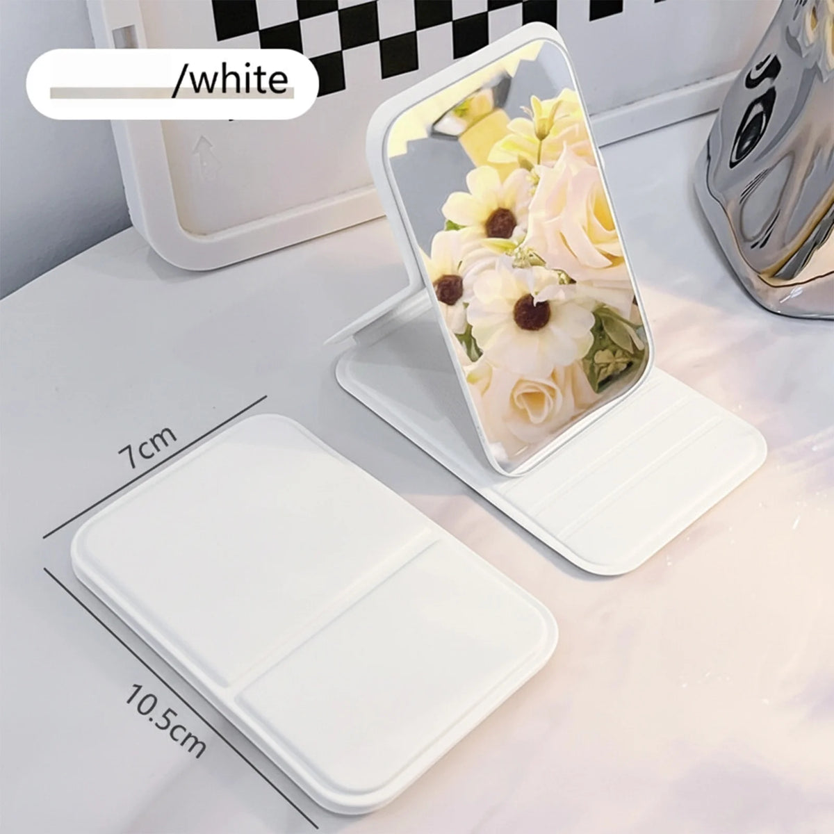 1pc Mirror Makeup Mirror Portable Folding Mirror Girl Makeup Mirror HD Desktop Stand up Mini Portable Small Mirror Travel