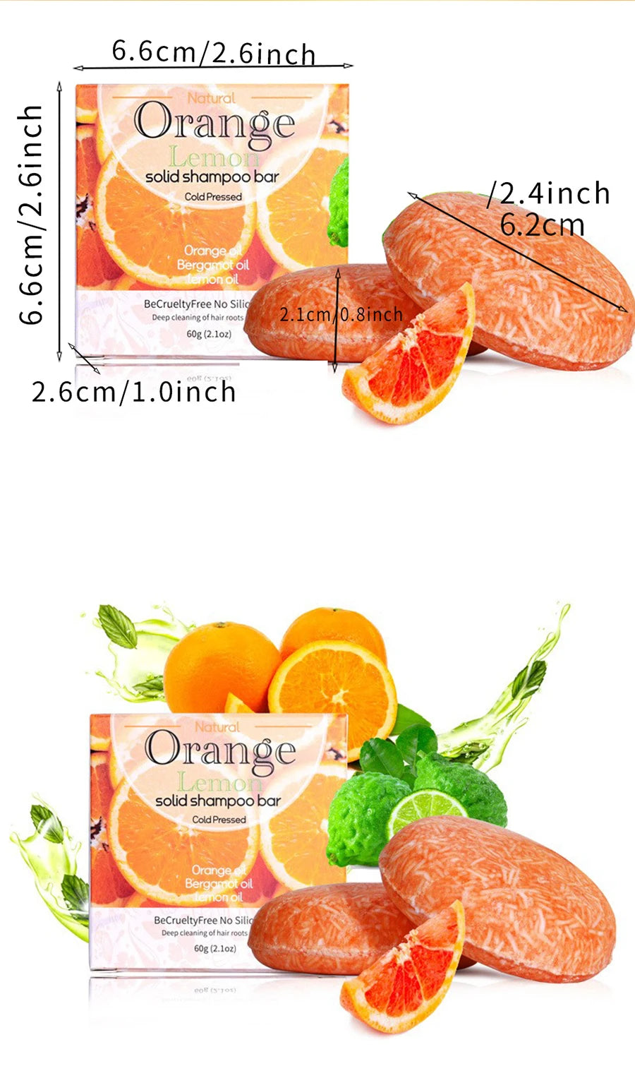 60g Natural XF Organic Sweet Orange Extract Shampoo Bar Moisturizing Strong Cleaning Solid Shampoo