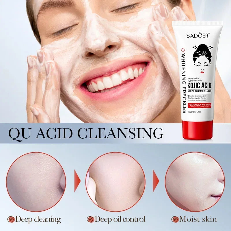 100ml Kojic Acid Skin Care Facial Wash Mild Oil Control Deep Moisturizing Cleansing and Nonirritating Face Cleanser Face Wash