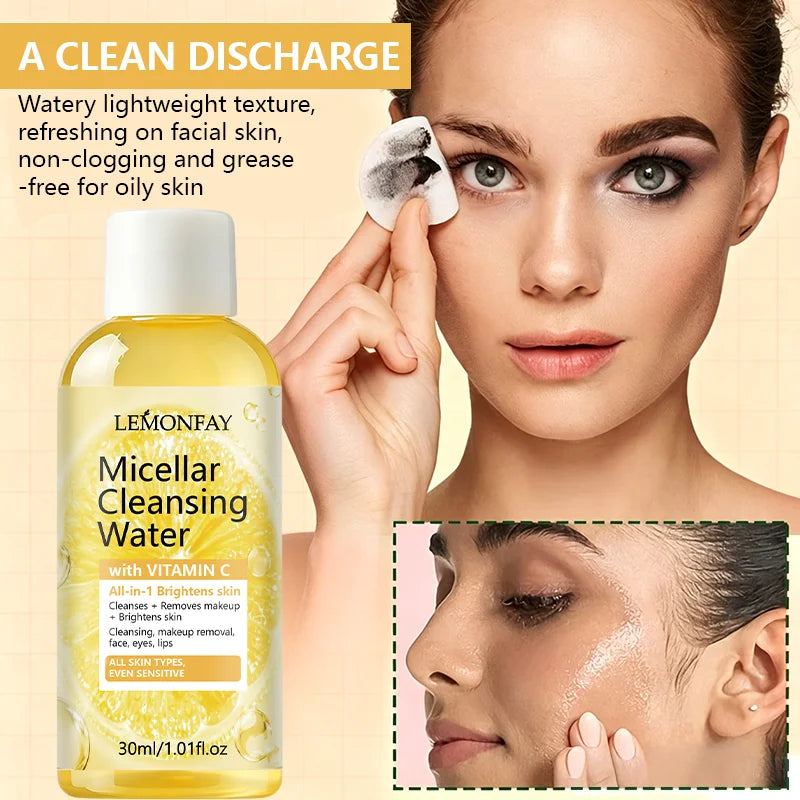 Vitamin C Micellar Cleansing Water Gentle Makeup Remover Brightening Skin Hydrating Facial Cleanser for Sensitive Skin
