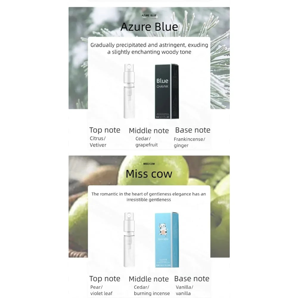 10PCS Mini Travel Size 3ml Perfume Women Men Unisex Fragrance Set Eau De Toilette Gift for Her Him Deodorant Body Spray