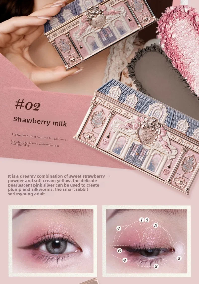 Flower Knows SWEETIE BEAR Highly Pigmented Eye Makeup Palette Eye Shadows Long Lasting Matte Shimmer Finish Cosmetics Gift Kit