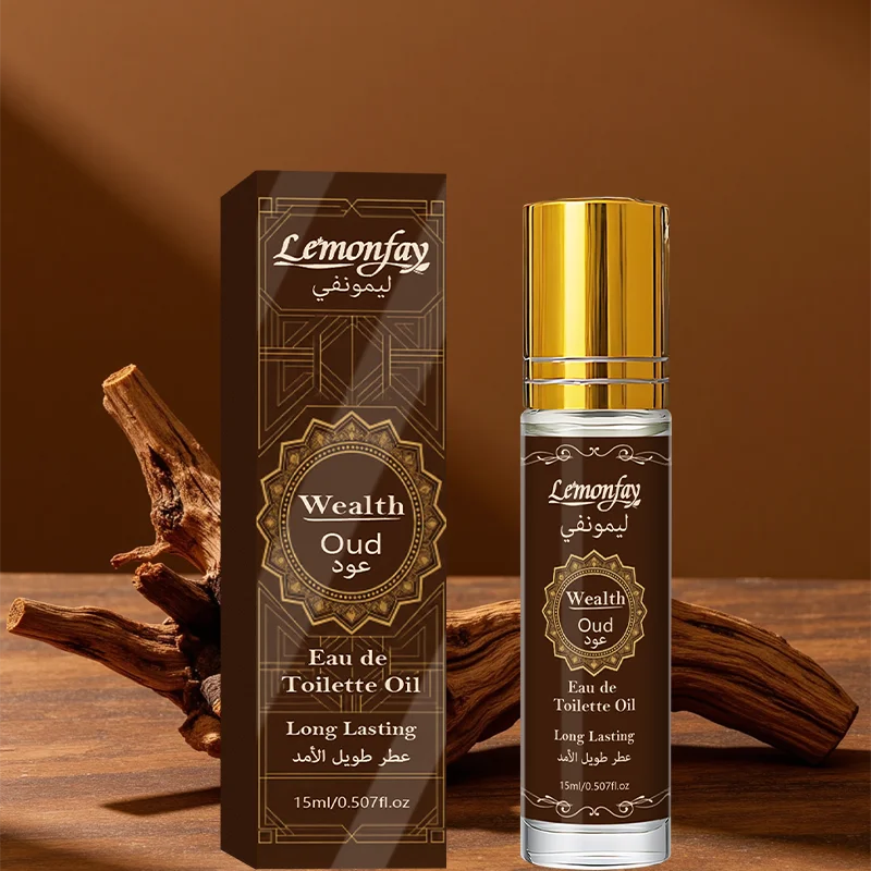 LEMONFAY Wealth Oud Roll On Perfume Oil 15ml Arabic Oud Scent Long Lasting Portable Travel Unisex Fragrance Oil