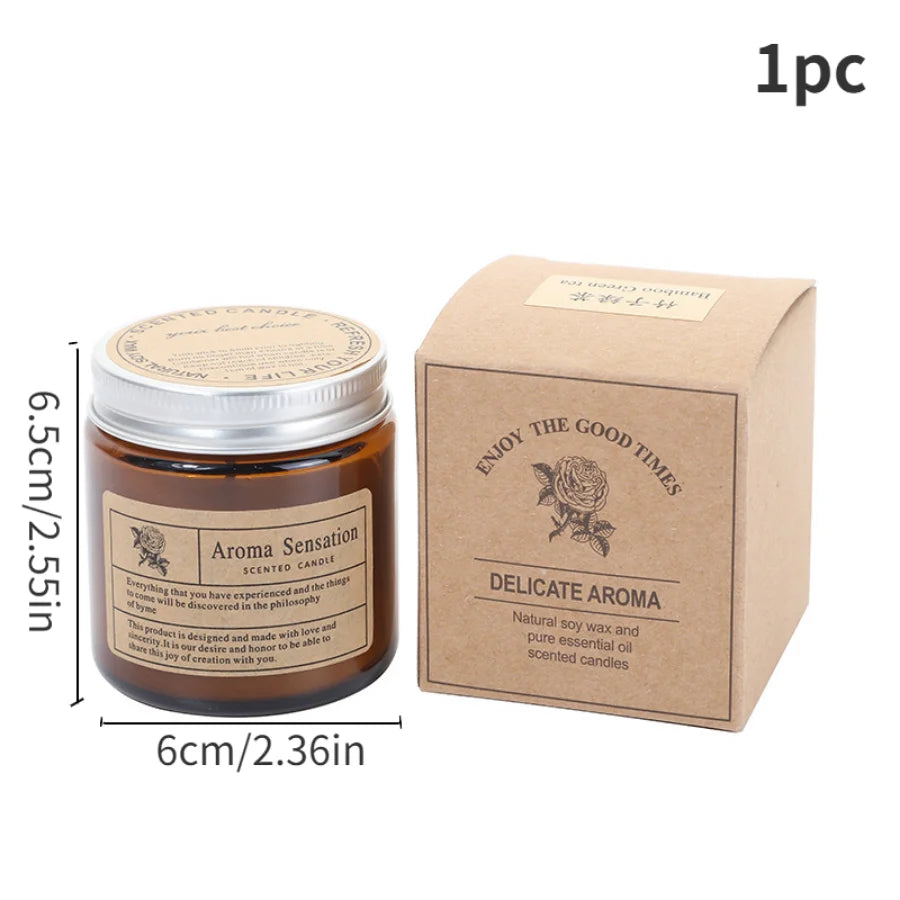 1pc Brown Glass Cup Aromatherapy Candle Smokeless Scented Candle Suitable for Home Decoration Birthday Valentine's Day Gift