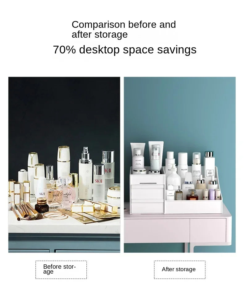 Plastic Drawer Makeup Storage Box Dormitory Finishing Shelf Cosmetics Skin Care Dressing Table Desktop Stationery Box