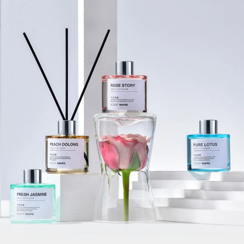 50ml Reed Diffuser Sets Rose Lavender Jasmine Essential Oil with Expanding Stick Hotel Home Aromatherapy Air Fresh Fragrance