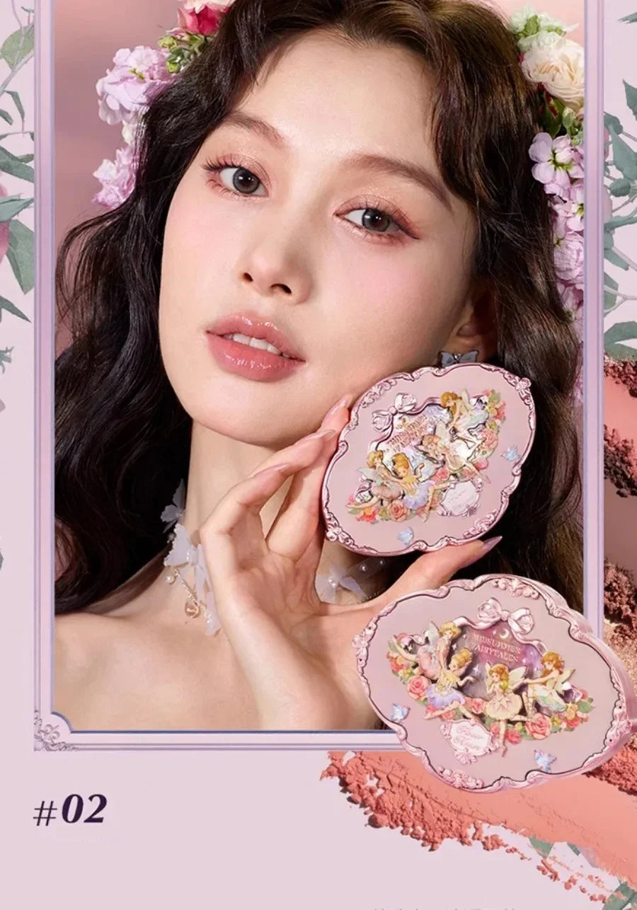 Flower Knows Black Swan Ballet Eyeshadow Palette Matte Fine Shimmer Pearl Face Palette 6 Colour Glitter Eye Shadow