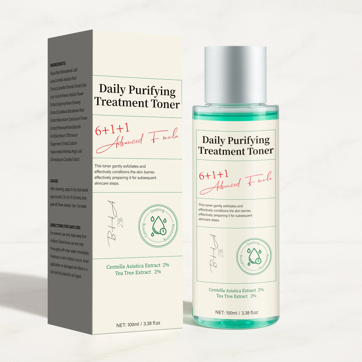 Daily Purifying Treatment Toner with Salicylic Acid & Centella Asiatica,Oil Control & Facial Exfoliation Skin Care Toner,100ml