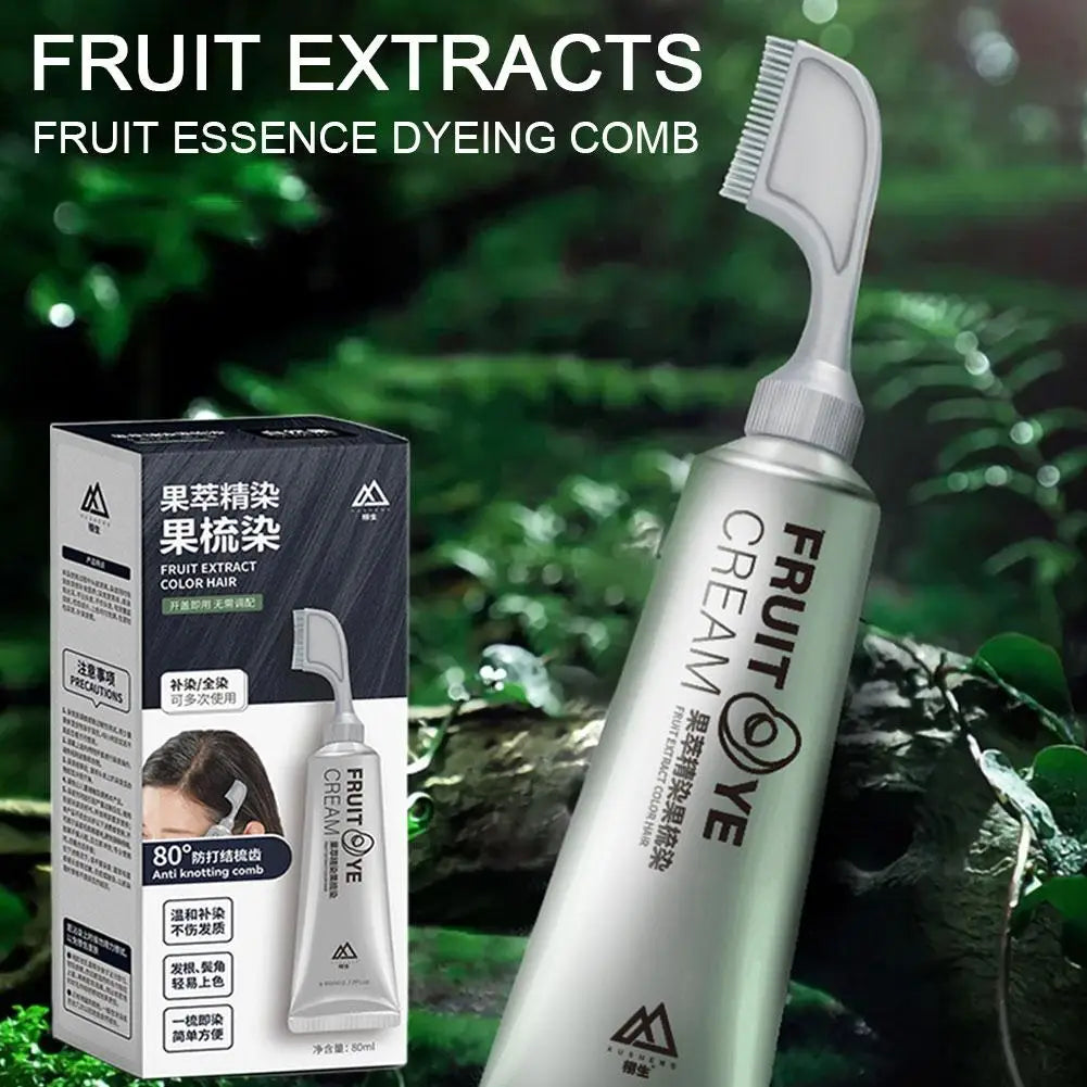 Fruit Hair Dye Cream Plant Extract Hair Dye Essence with Comb Hair Dye Shampoo Botanical Bubble Hair Dye Hair Color Non-Damaging