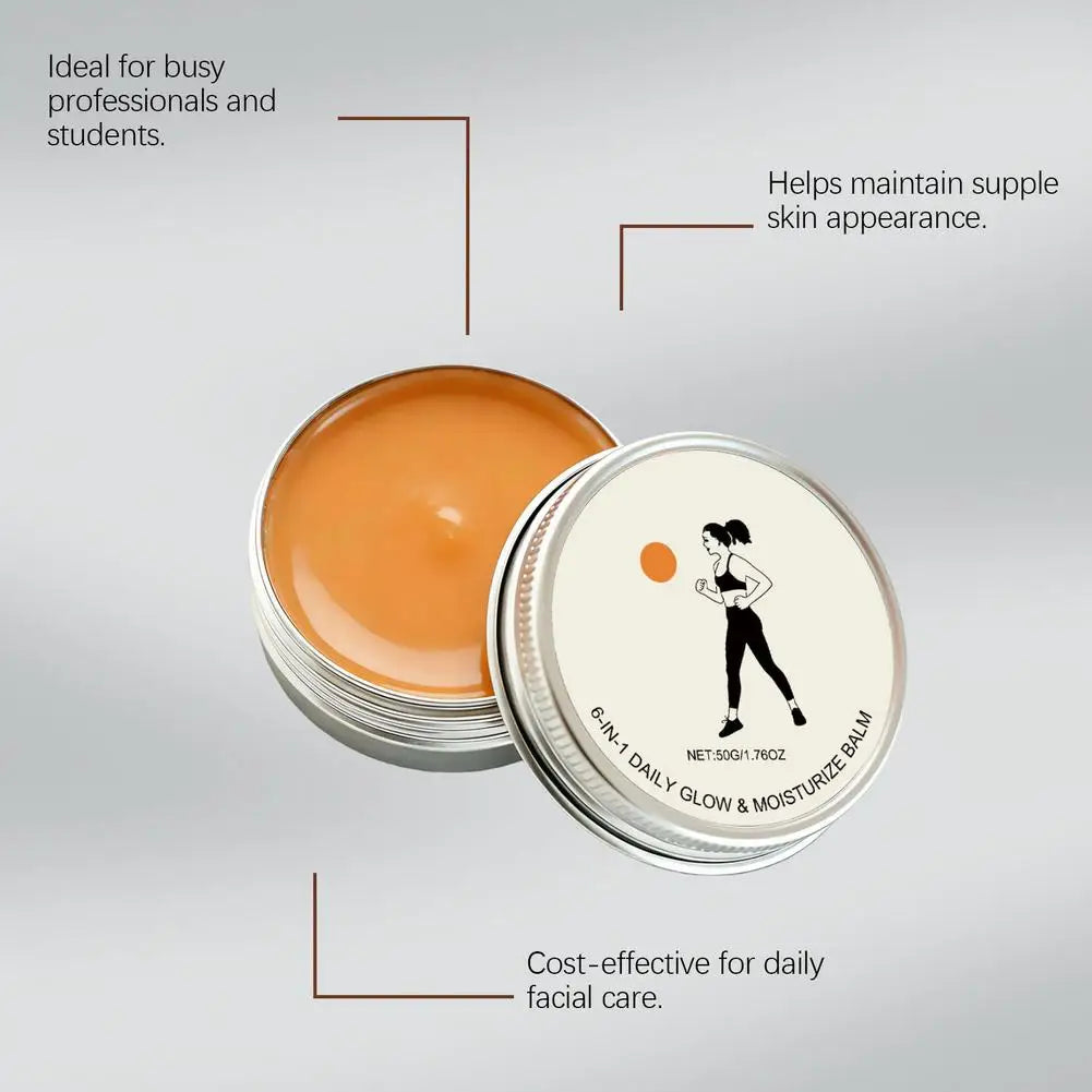 6-in-1 Daily Glow & Moisturize Day Balm, Night Balm & Face Scrub Reduces Acne & Redness, Moisturizing & Repairing Skin Care 50g