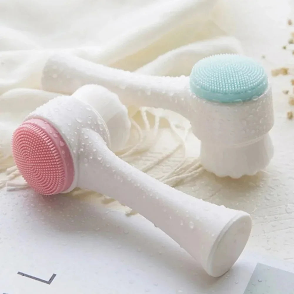 3D Double‑Sided Silicone Facial Cleansing Brush Soft Bristles Face Washing Tool Gentle Skin Exfoliator Massager For Pore Clean