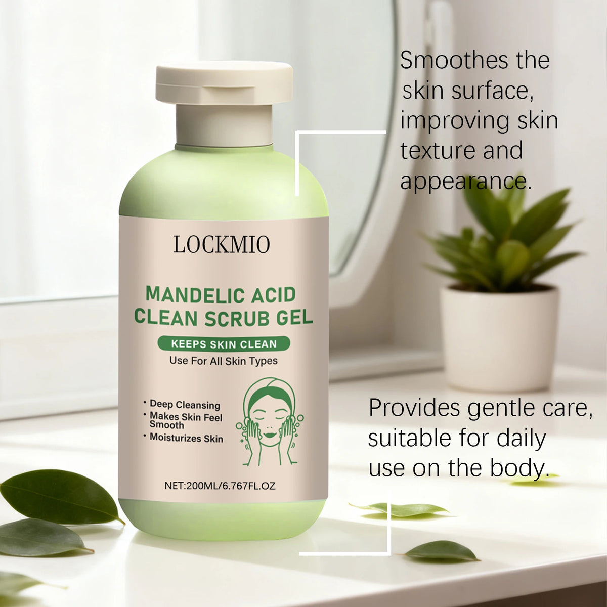 Gentle Exfoliator Dead Smooth Skin Care Product Deep Clean Scrub Improve Facial Texture Appearance Mandelic Acid Clean Scrub Gel