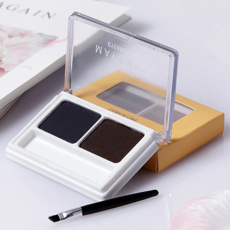 2Color Eyeshadow Powder Makeup Black Brown Coffee Waterproof Eyebrow Powder Eye Shadow Eye Brow Palette with Brush Eyebrow Cream