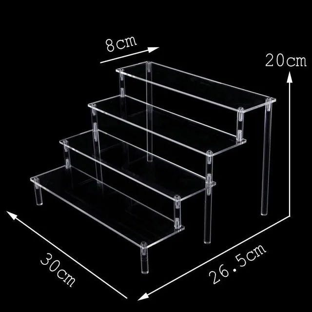 Acrylic Riser Display Shelf,3 Tier Display Stand for Amiibo Funko POP Figures,Cupcake Perfume Organizer Makeup Collection Doll