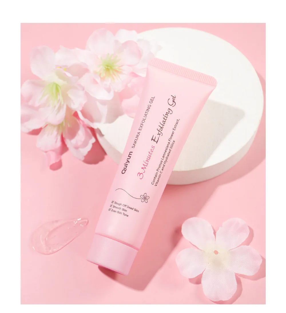 Sakura Exfoliating Gel, Face and Body Exfoliating Scrub Gel, Deep Cleansing Moisturizing Facial Exfoliator