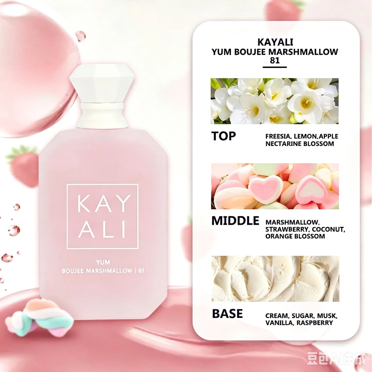 KAYALI Yum Boujee Marshmallow 81 Eau De Parfum Intense, 100 ml / 3.4 Fl Oz - Warm Gourmand Fragrance with Whipped Vanilla, Sugared Amber & Creamy Musk Notes