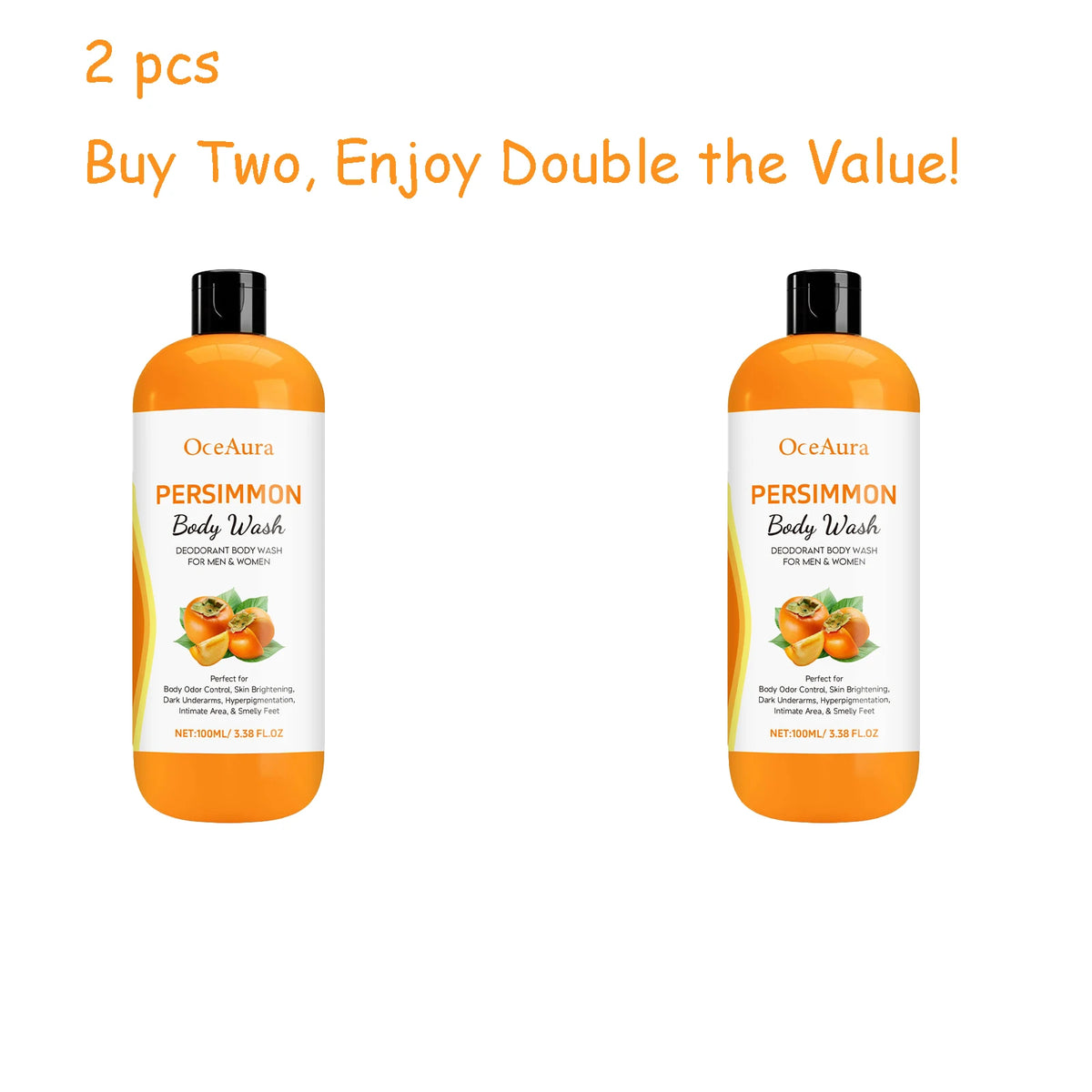 Persimmon Body Shower Gel Gentle Cleaning Pore Moisturizing Remove Sweat Odor Smoothing Non-drying Softening Daily Body Wash Gel