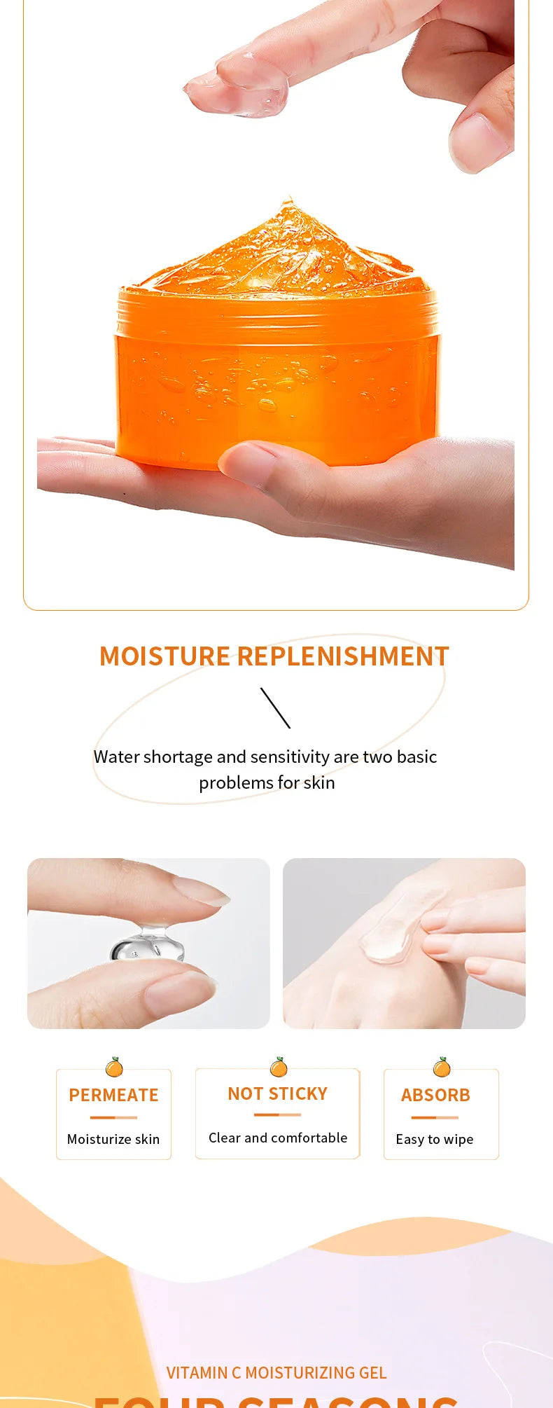 SADOER Vitamin C Moisturizing Aloe Vera Gel Facial Creams Skin Anti Wrinkle Nourishing Hydrating Face Cream Skin Care