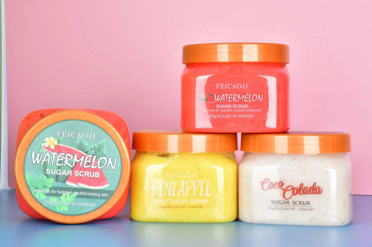 Shea Sugar Body Scrub Coconut Watermelon Rose Alpha Arbutin Hydrating And Exfoliating Scrub for Nourishing Includes Loofah Tool