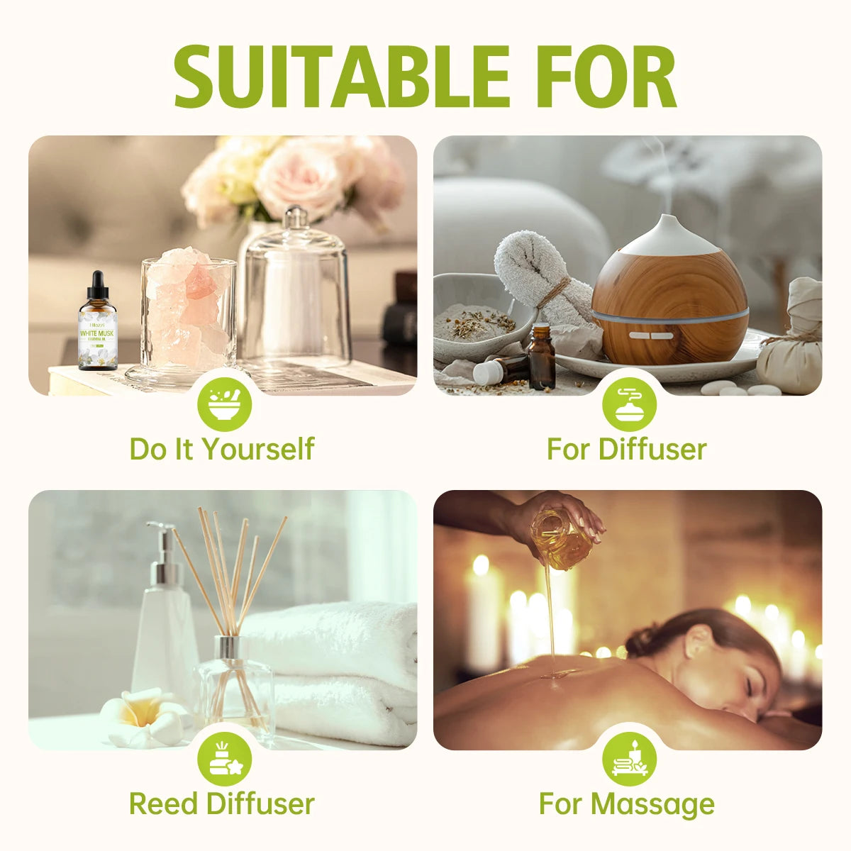White Musk Essential Oil White Vanilla Rich Smell Skin Care Hair Care Hydrating Moisturizing Aromatherapy Candle