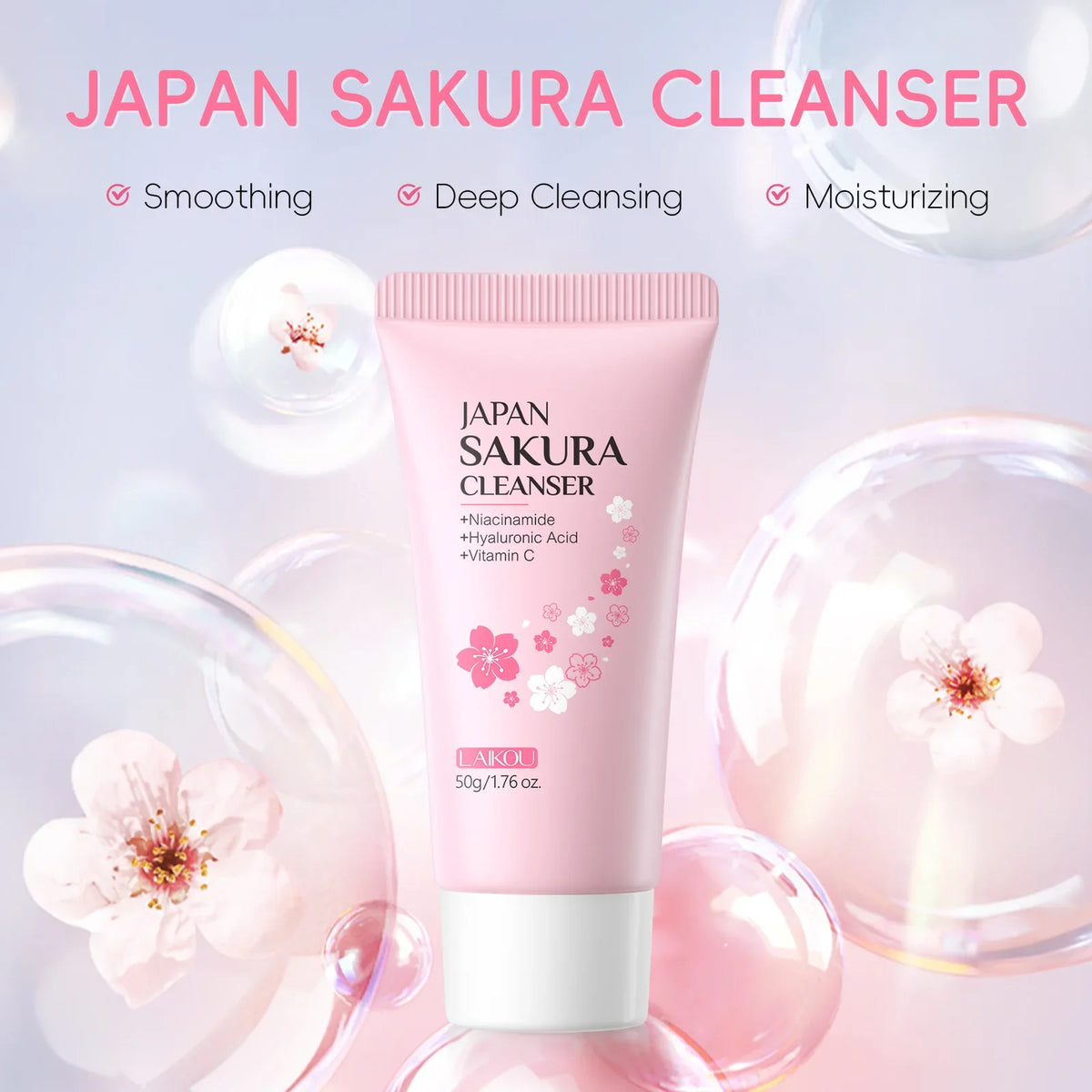LAIKOU Facial Foaming Face Cleanser Facial Scrub Cleansing Acne Oil Control Blackhead Remover Shrink Pores Skin Care 50g