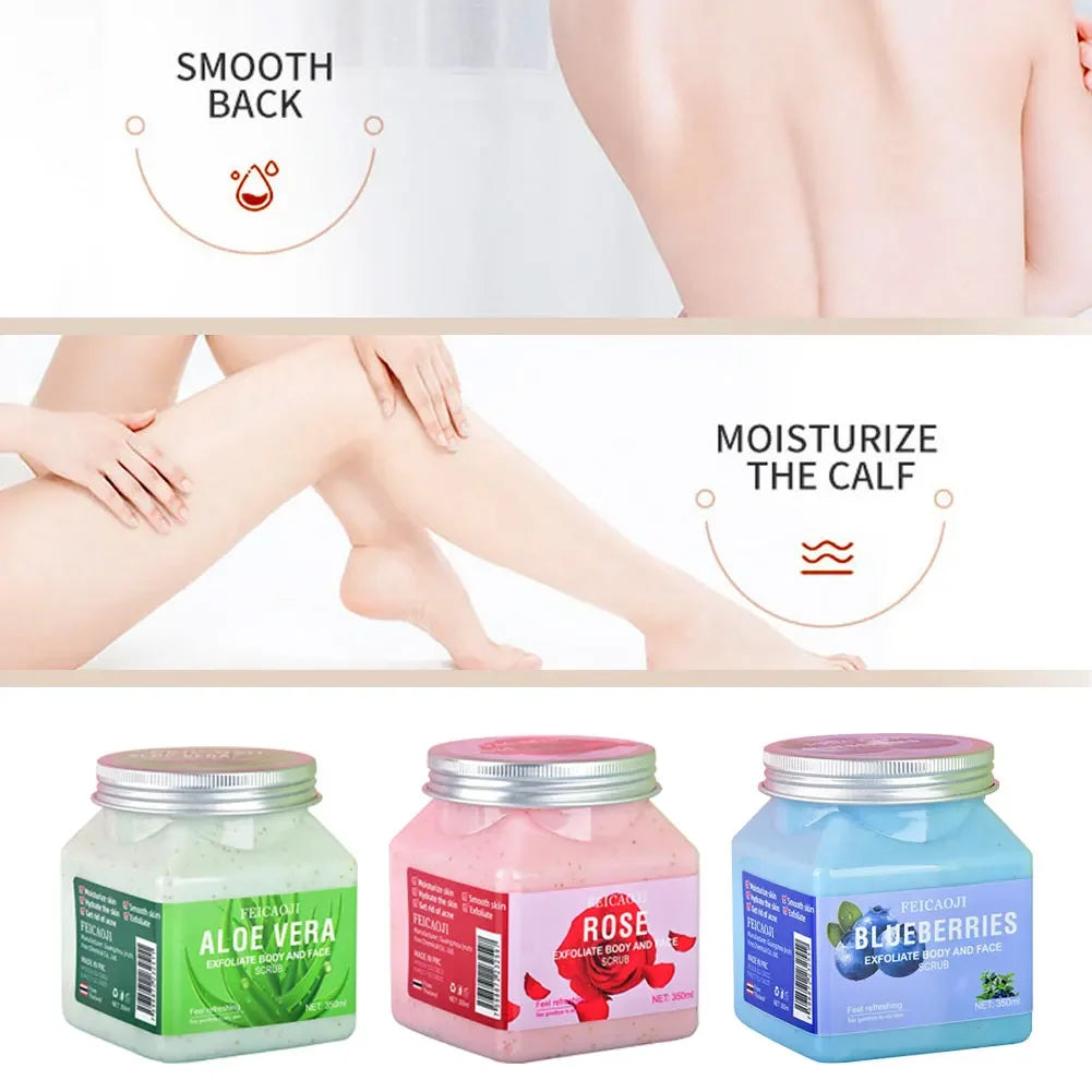 350ml Big Bottle Body Skin Scrub Deep Cleansing Face Exfoliating Hydrating Scrub Fruit Scented Mud Exfoliating Gel Body Lotion