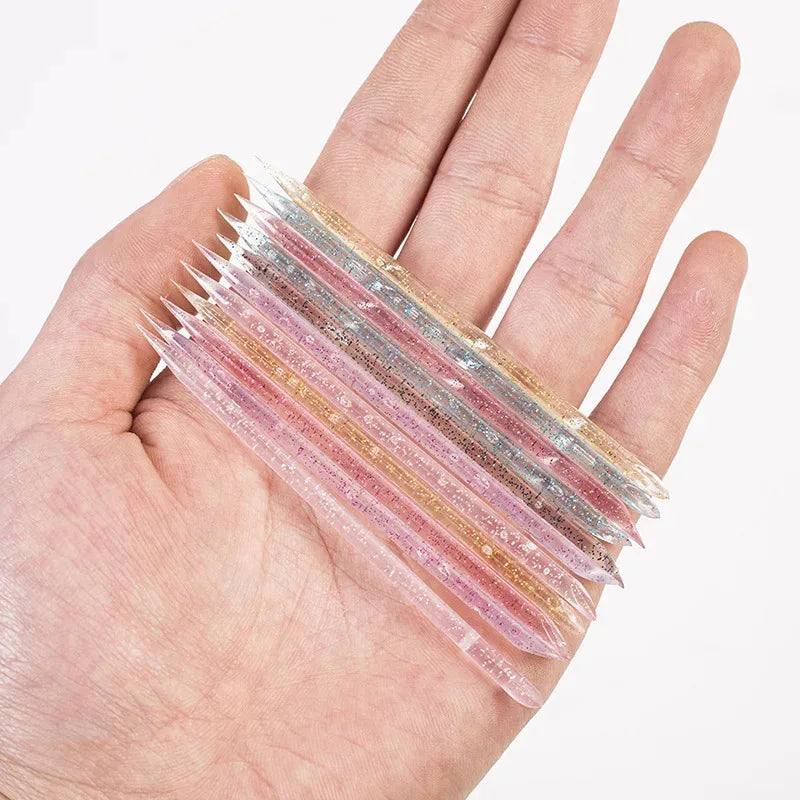50/100pcs Reusable Double-Ended Cuticle Pusher – Crystal Nail Art Tool for Manicure & Pedicure