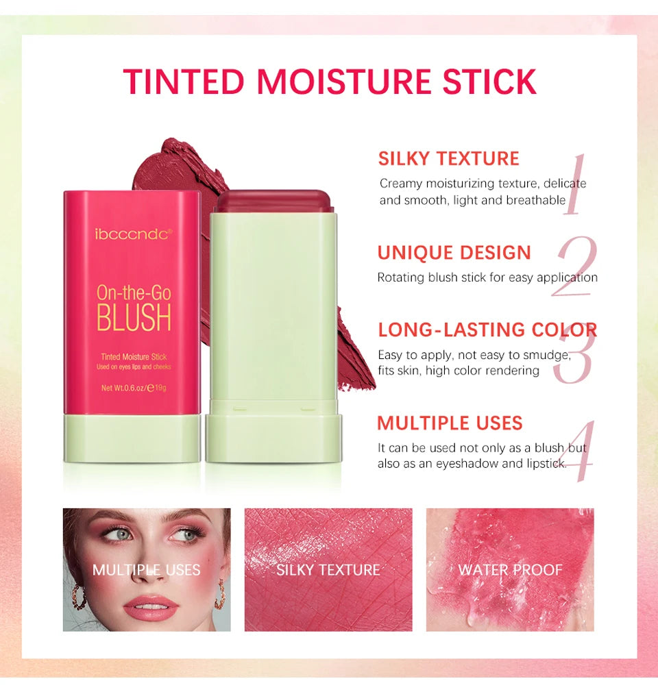 ibcccndc Rotating Blush Cream Tinted Moisture Stick Naturally Long-lasting Moisturizing Waterproof And Non-Removing Orange Blush