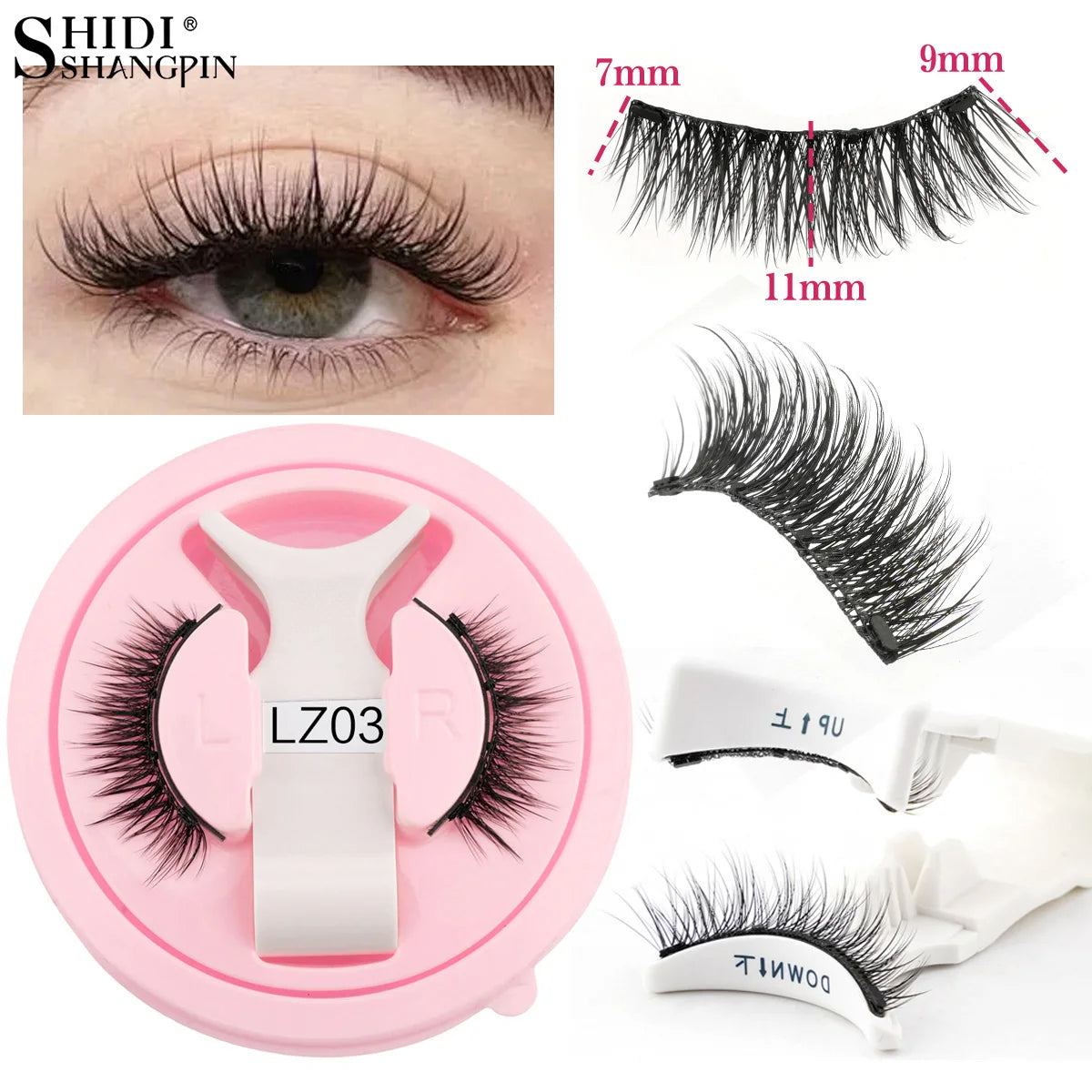 Reusable Magnetic Eyelashes 1 Pair Natural Curly Fluffy Magnetic False Eyelashes No Glue Needed Lashes Makeup with Tweezer Set