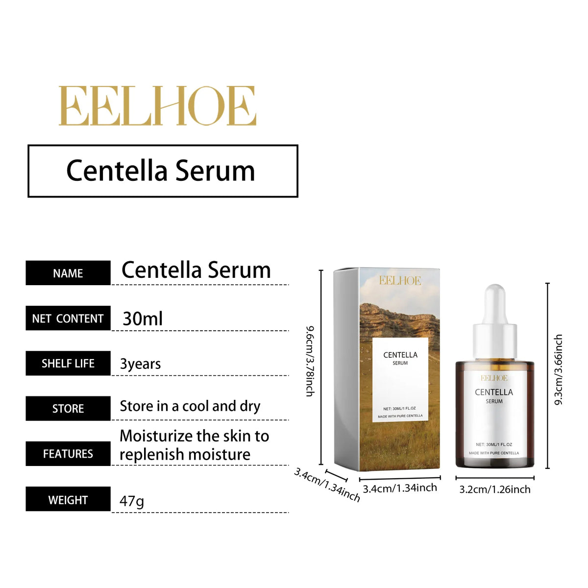 Centella Asiatica Face Serum Soothing Moisturizing Facial Essence Nourish Dry Skin Smoothing Hydrating Non-greasy Daily Skincare