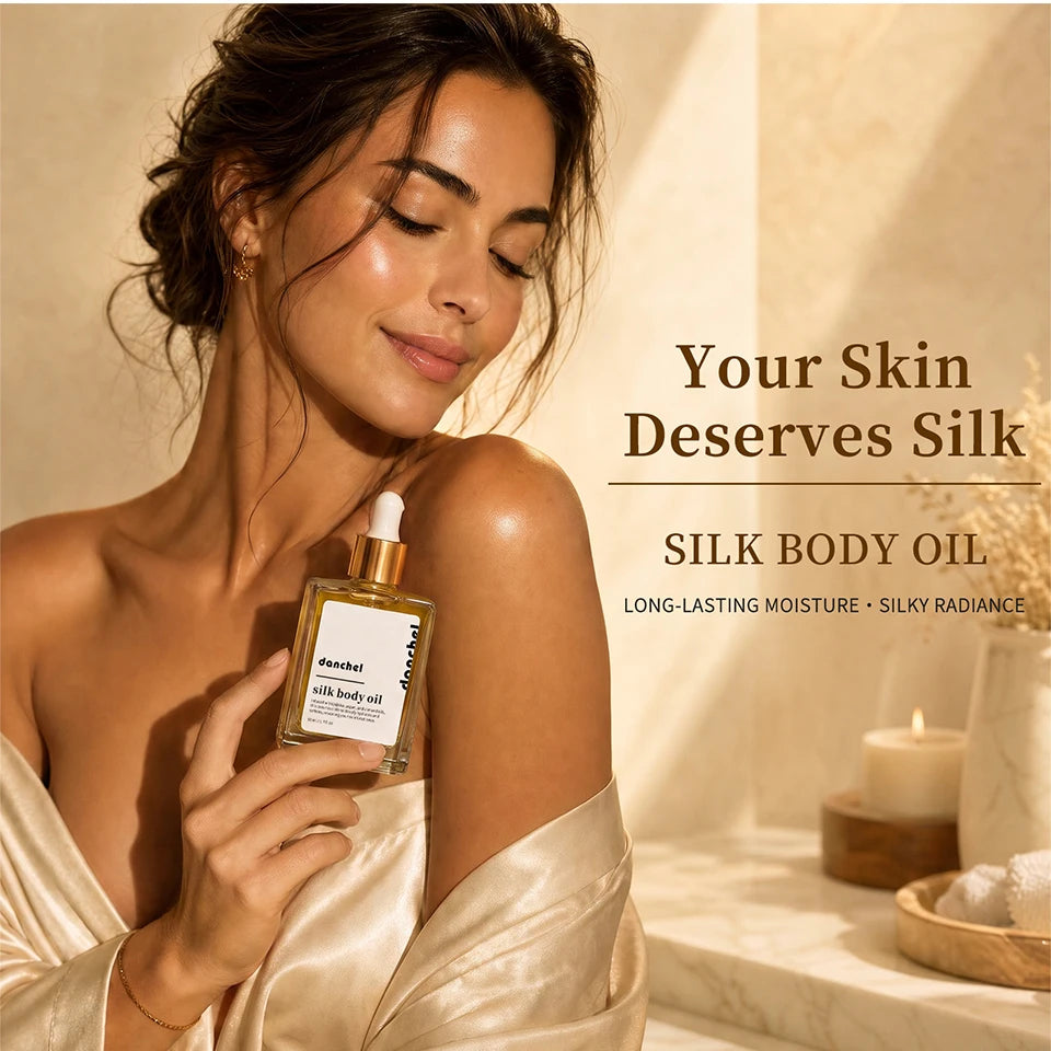 Silk Body Oil Women Firming Anti Aging Moisture Crepey Hydrate After Shower Scented Organic Premium Blend Body Care