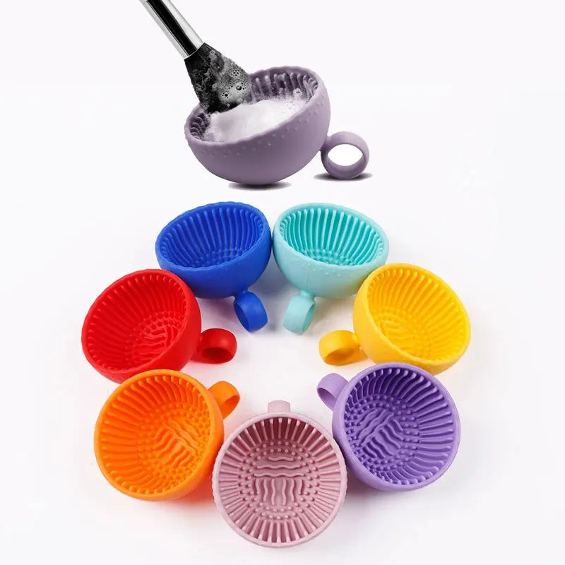 Makeup Brush Cleaner Soft Silicone Makeup Brush Bowl Folding Powder Puff Eyeshadow Brush Cleaning Pad Beauty Tools