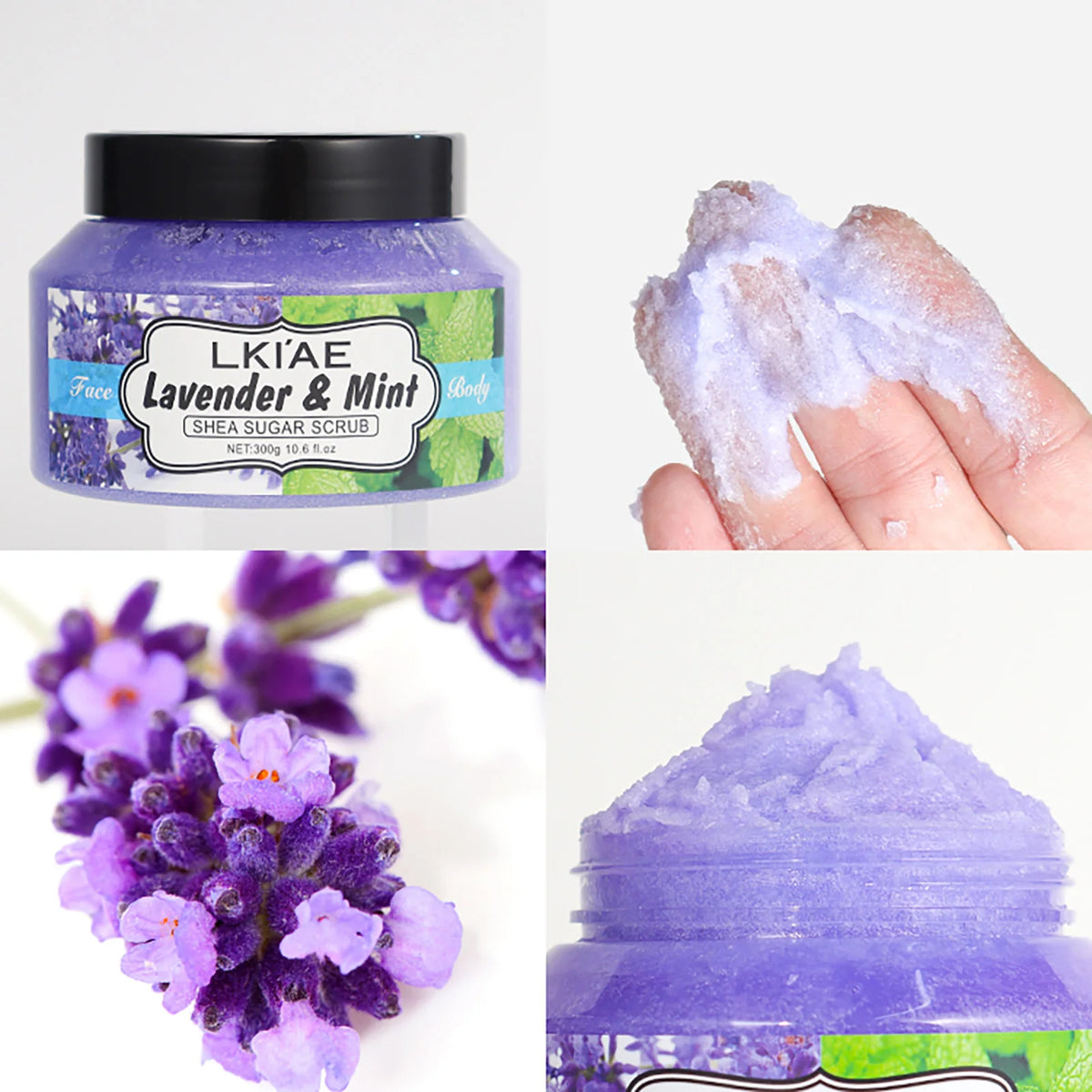 LKIAE Exfoliating Body Scrub for Women, Brightening, Soften Rough Elbows, Knees, Body Polish for Even Tone Glowing Skin, 300ml