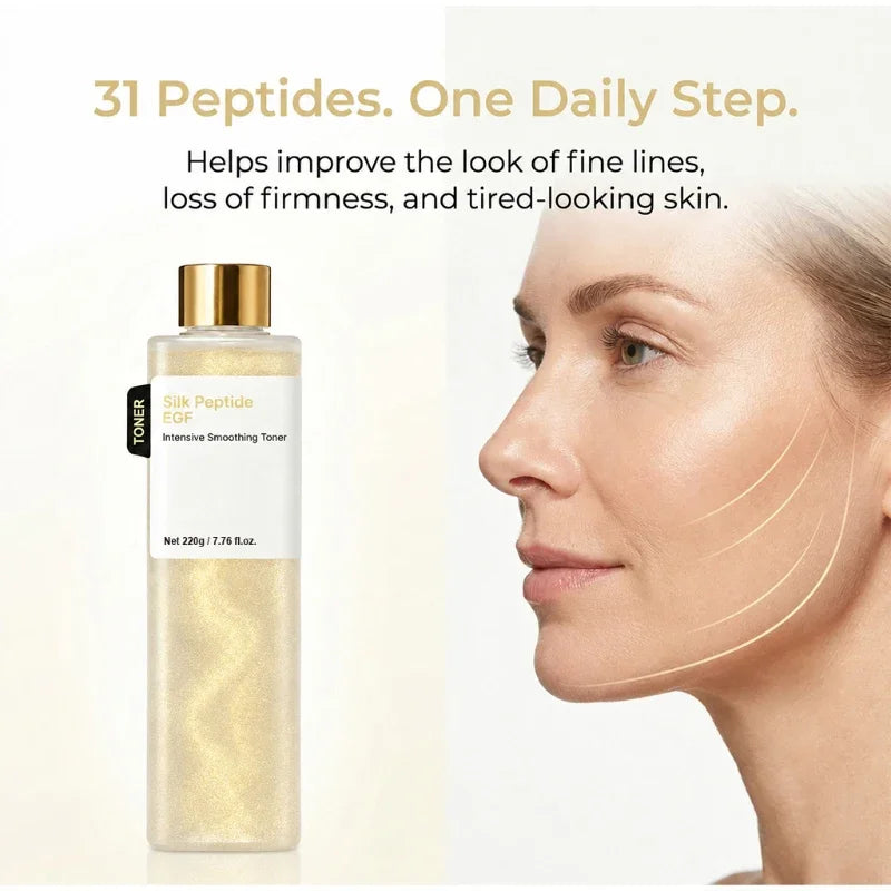 Silk Peptide EGF Facial Toner Gold Particle Smoothing Essence Water Deep Hydration Moisturizing Face Liquid Daily Korea Skincare