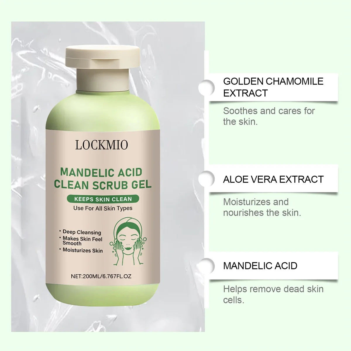 Mandelic Acid Clean Scrub Gel Gentle Exfoliator Dead Smooth Skin Care Product Deep Clean Scrub Improve Facial Texture Appearance