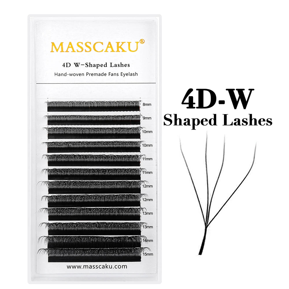 MASSCAKU Wholesale C/D Curl Faux Mink Premade Volume Fans Lash Individual Fluffy 6D 7D 8D 9D 10D W Style Eyelash Easy to Pick