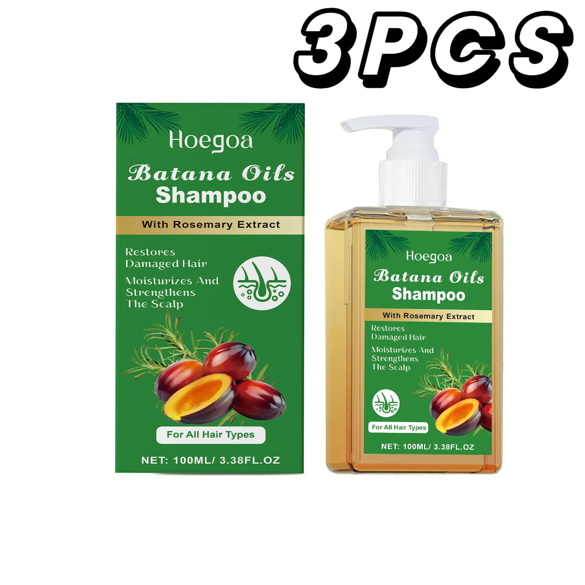 Batana Rosemary Shampoo Cleaning Scalp Anti Dandruff Oil Control Refreshing Hair Shampoo Anti Loss Restore Damaged Hair Care