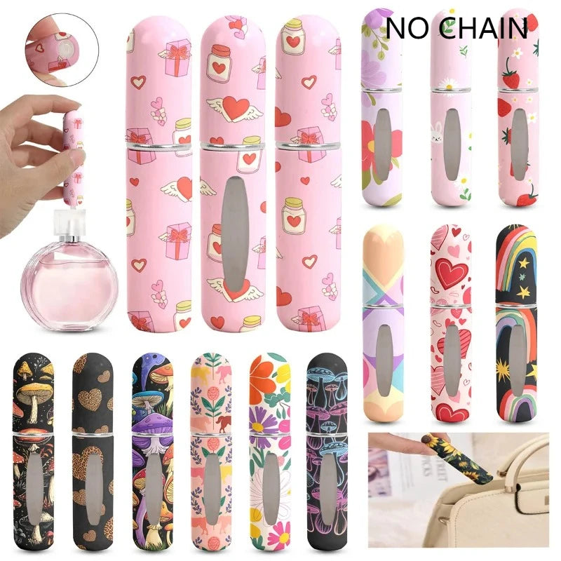 New 5ml Refillable Spray Bottle Mini Flower Pattern Refillable Perfume Bottle with Pendant Empty Cosmetic Containers Cute