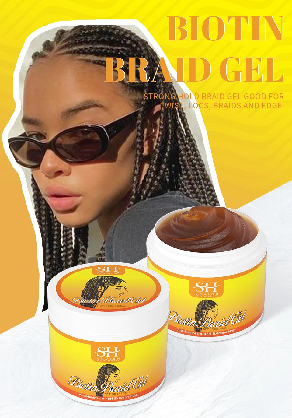 Styling Braiding Gel Wax Strong Hold Pomade African Curly Hair Braid Gel Anti Itch Shaping Hair Edge Control Cream Braiding Oil