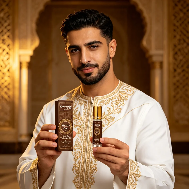 LEMONFAY Wealth Oud Roll On Perfume Oil 15ml Arabic Oud Scent Long Lasting Portable Travel Unisex Fragrance Oil